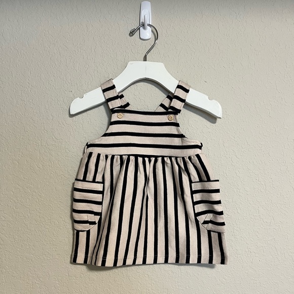 H&M Other - NEW H&M Baby Girl Overall Dress Black/Beige Stripe 4-6M #72